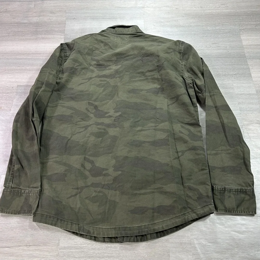 Abercrombie & Fitch Jacket Mens Small Green Camo Canvas Military Shacket‎